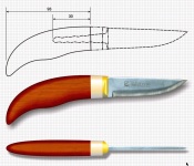 Всадной монтаж рукояти ножа, необходимый инструмент, эскиз, обработка заготовки, вклеивание хвостовика клинка в рукоять ножа