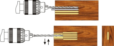 Всадной монтаж рукояти ножа для хвостовиков клинка в виде клина или прямоугольника