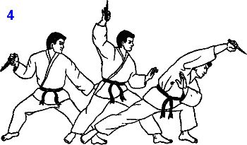 Выполнение прямого удара кинжалом и ножом с одновременным перехватом, секущие и маховые удары кинжалом или ножом