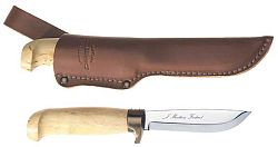 Такие модели часто идут в комплекте с небольшим вспомогательным ножом, расположенным на ножнах основного охотничьего ножа