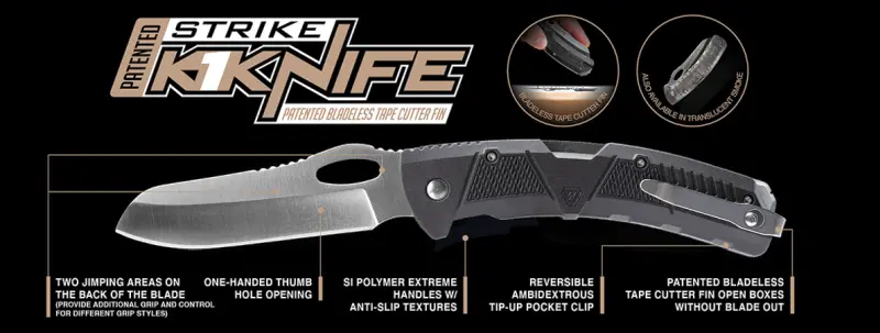 Strike K1 Knife складной нож со скребком, ломиком и инструментом для вскрытия коробок на конце рукояти