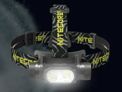 Nitecore HC68, мощный двухлучевой налобный фонарь с электронной фокусировкой