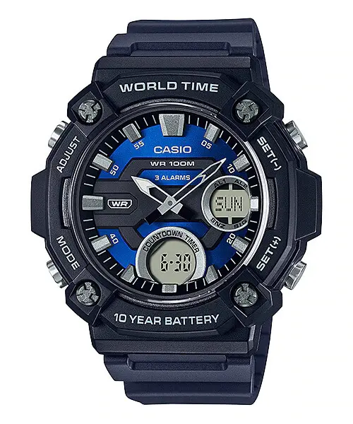 Casio AEQ-120W, повседневные часы с функцией Telememo и батарейкой на 10 лет