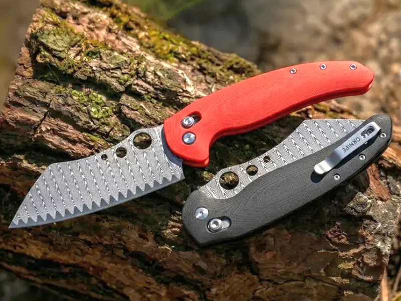 Складаний кухонний кухарський ніж Oknife Sentry R1 Folding Chef Knife з клинком з дамаської сталі для нарізки продуктів на пікніку